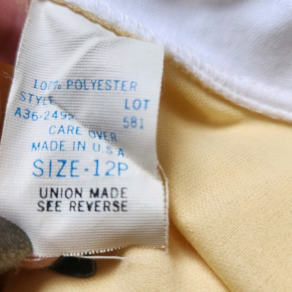 Vintage 70s Yellow Academia‎ Secretary Dress White Trim Union Made USA 12 P - Picture 4 of 8
